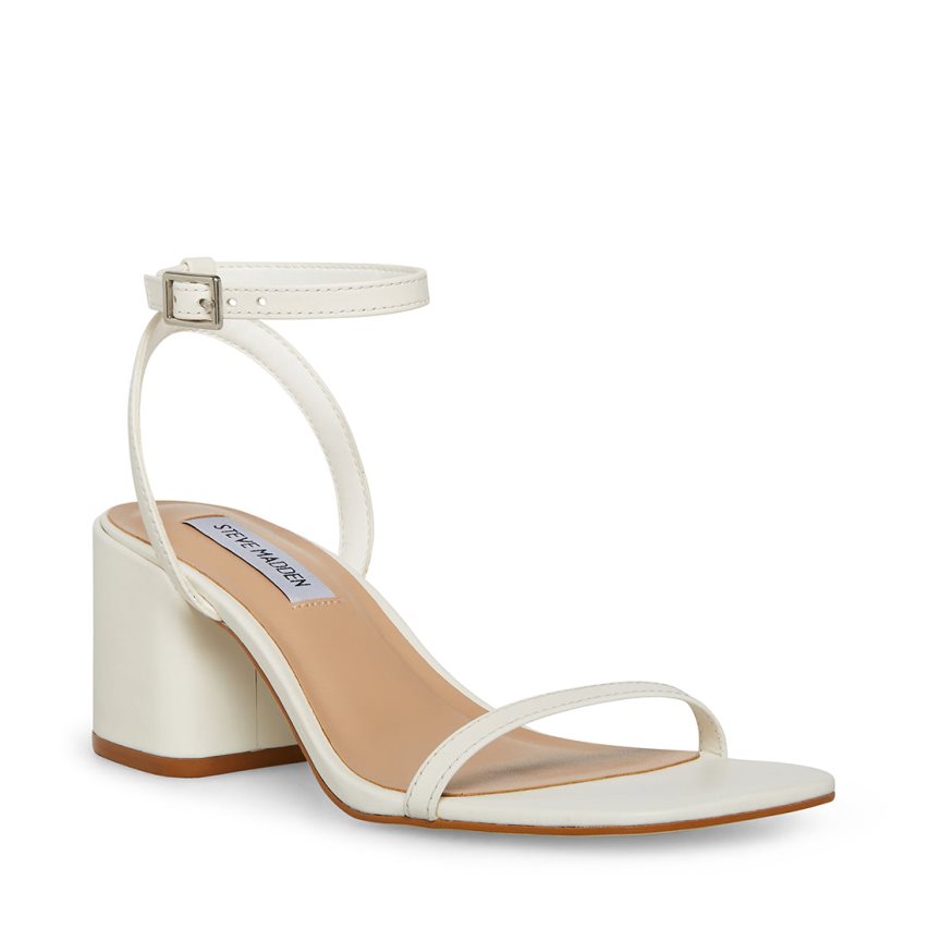 Sandalias Tacones Steve Madden Audrina Cuero Mujer Blancas | ES AES349